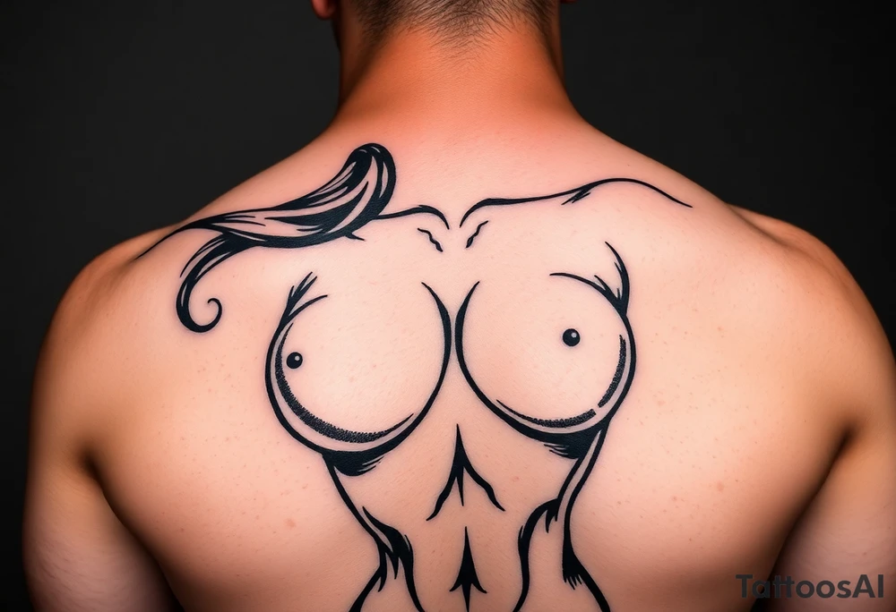 pin up girl that is very attractive and has very large breasts and butt, she is naked tattoo idea