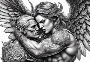 Angel fighting a demon tattoo idea