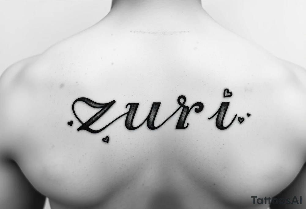 the name zuri in small
letters and a cool design,also add hearts or something to symbolize a deep bond and relationship tattoo idea
