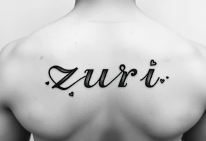 the name zuri in small
letters and a cool design,also add hearts or something to symbolize a deep bond and relationship tattoo idea