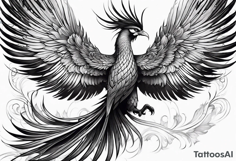 asian elegant long feathered phoenix
with a long neck, with no wings, graceful tattoo idea asian elegant long feathered phoenix
with a long neck, with no wings, graceful tattoo idea