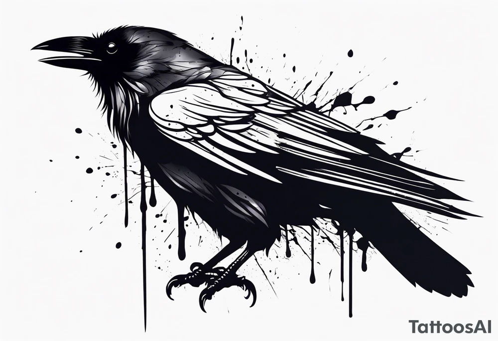 a black raven dripped in blood tattoo idea