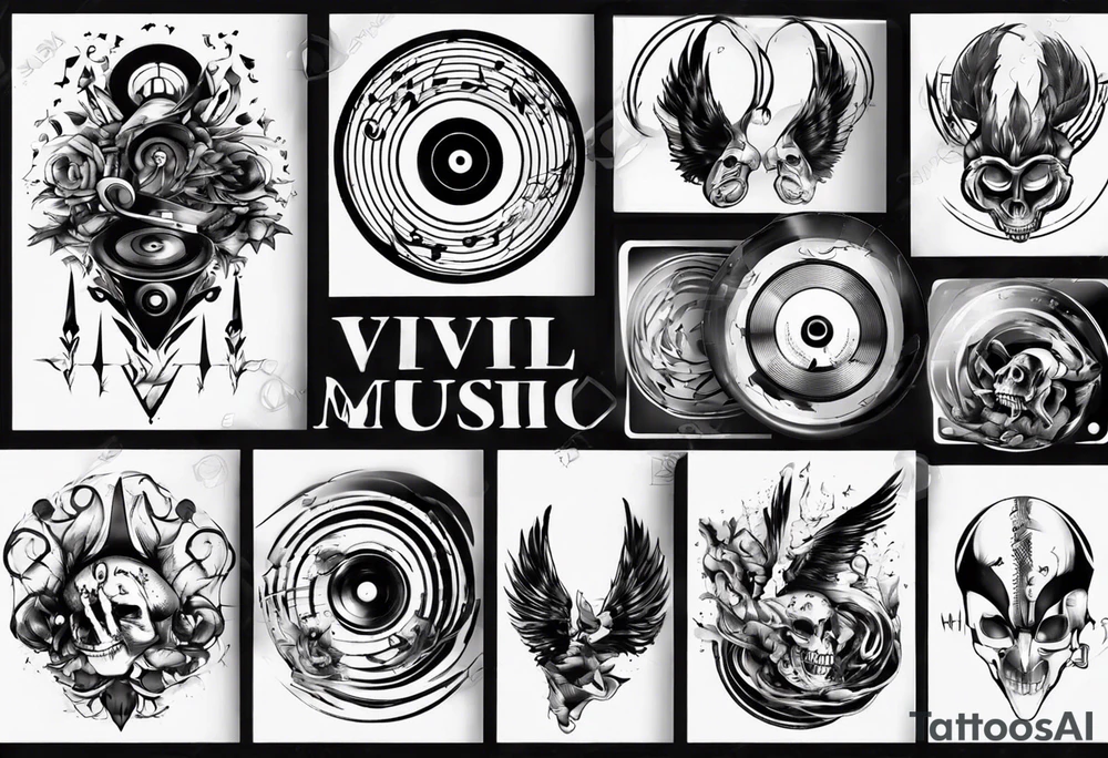 sound music vinyl disc jokey tattoo idea