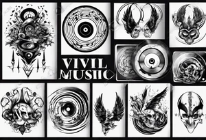sound music vinyl disc jokey tattoo idea