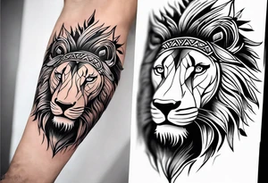 Minimal tribal and lion already in place on arm. Want to connect them arm sleeve tattoo idea