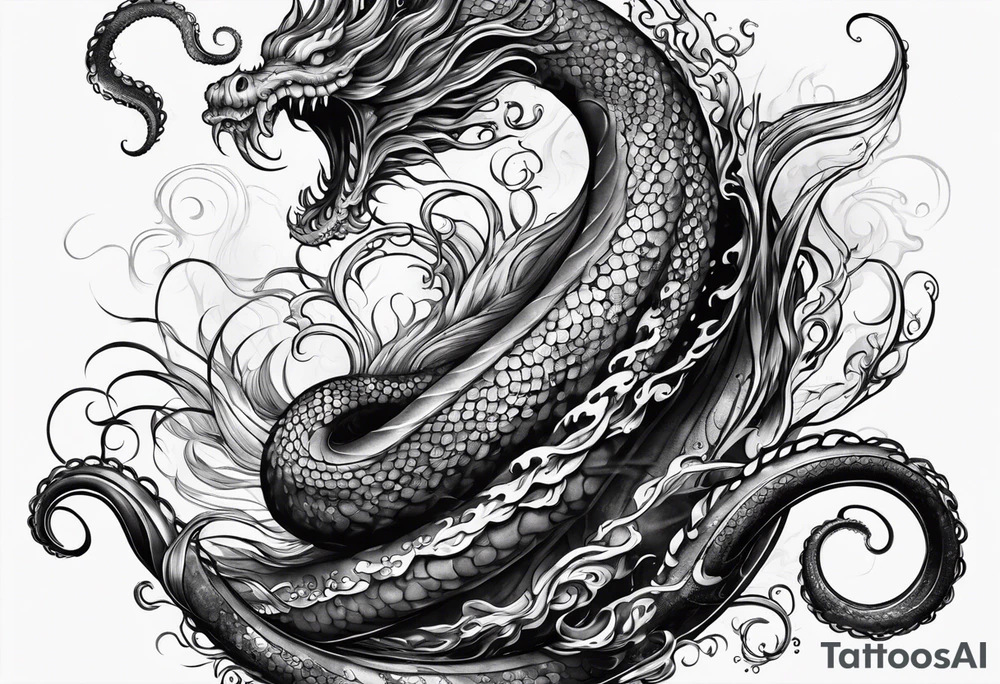 tentacle long outstretched tattoo idea