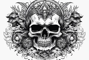 skull and fire arms tattoo idea