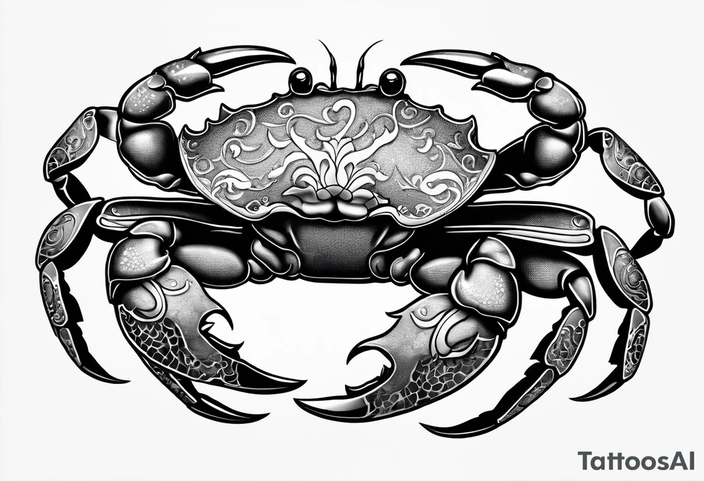 Crabs en blanco en negro con numero 69 tattoo idea