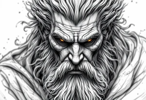 Hades forward facing stone portrait Greek mythology  stone tattoo idea