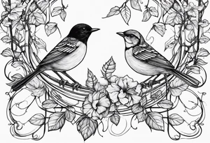 Small birds and vines going up tattoo idea
