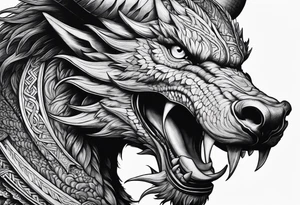 Norse mythology, ultra detail, realistic, nidhogg tattoo idea