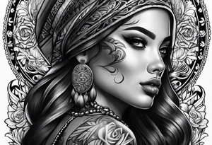 Chicano style girl tattoo idea