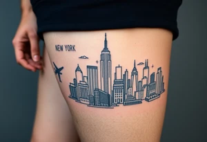 creative mix of new york city landscape tattoo idea