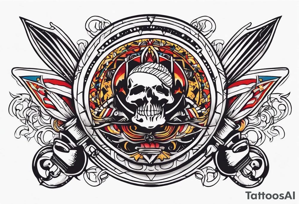 Rock a billy arm sleeve
Verschiedene Motive tattoo idea