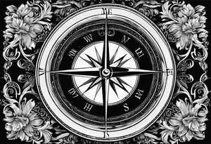 pocket compass opened with signature engraving on the top half inside tattoo idea