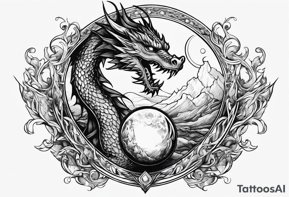 dragon holding orb tattoo idea
