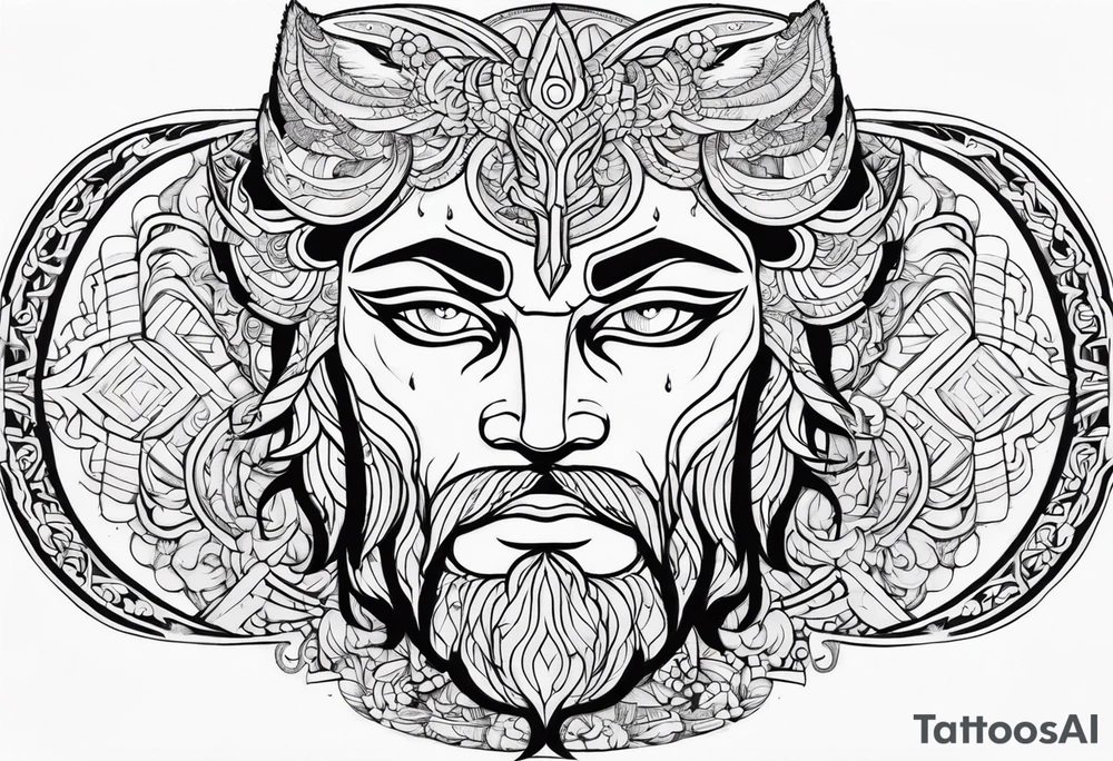 full body strong mythical giant with one eye tattoo idea