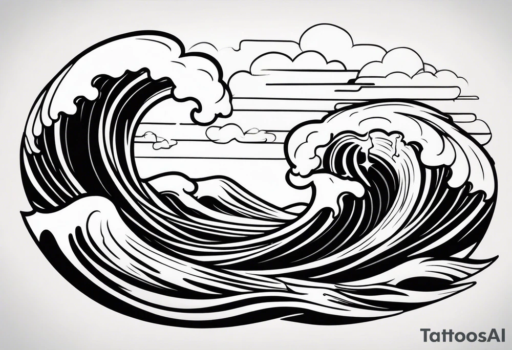 american traditional waves tattoo idea