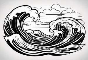 american traditional waves tattoo idea