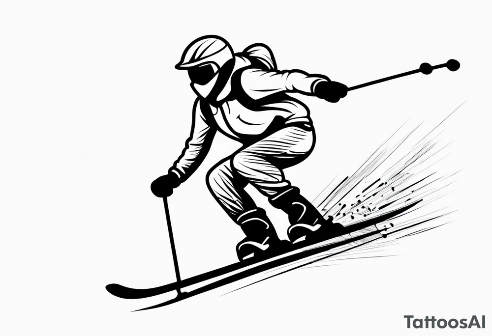 Skier in motion, single line tattoo idea
