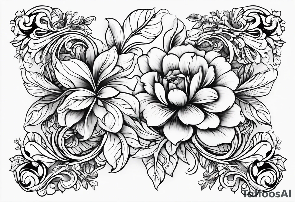 Curved floral leaves; s-shape tattoo idea