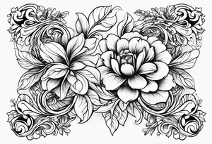 Curved floral leaves; s-shape tattoo idea