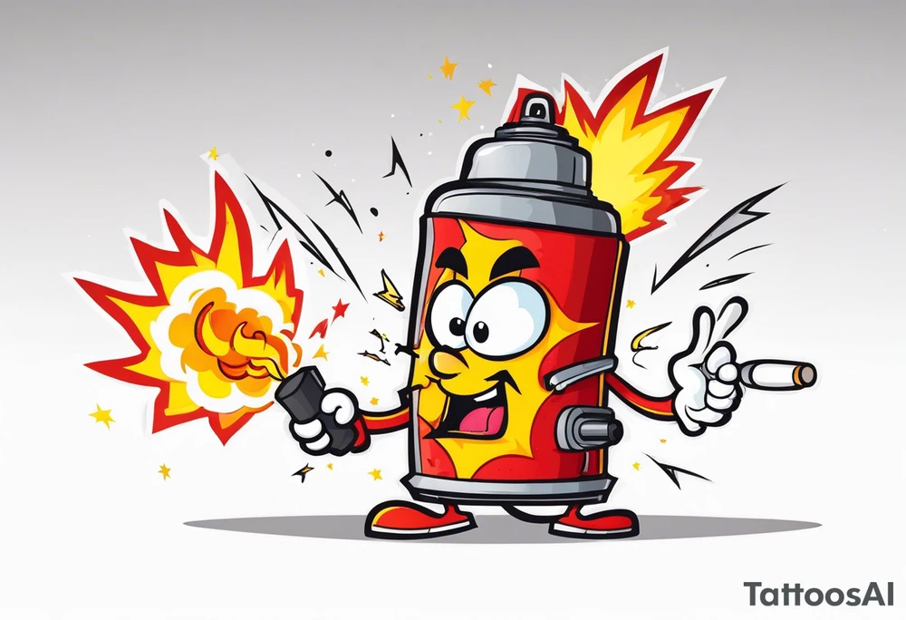 stick of dynamite character is trying to blow out his own burning fuse before he explodes tattoo idea
