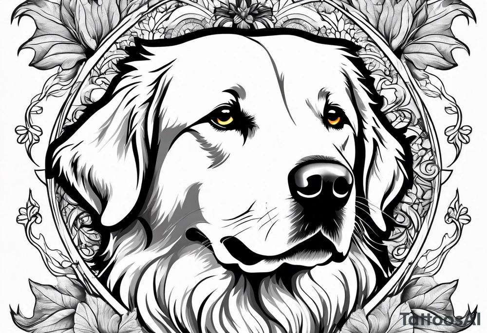 maple leaf, golden retriever tattoo idea