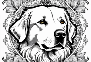 maple leaf, golden retriever tattoo idea