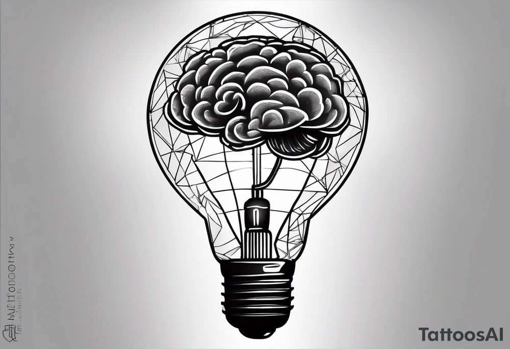 Create an artistic representation of an illuminated lamp with a brain inside it, symbolizing autistic awareness. Feel free to add any colors, details, or stylistic elements that resonate with the theme tattoo idea