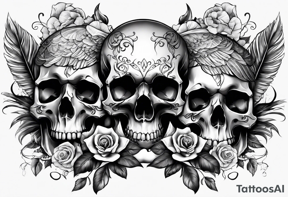 three skulls tattoo idea
