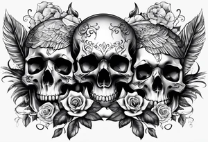three skulls tattoo idea