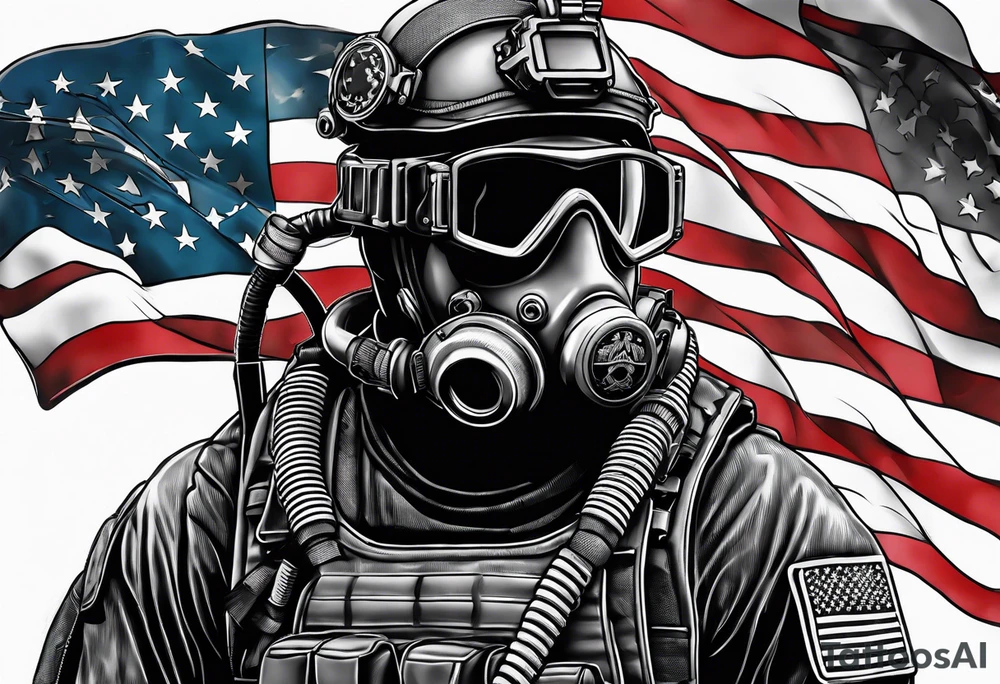 Marine corps recon  diver with a American flag tattoo idea