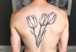 Long steamed tulips tattoo idea