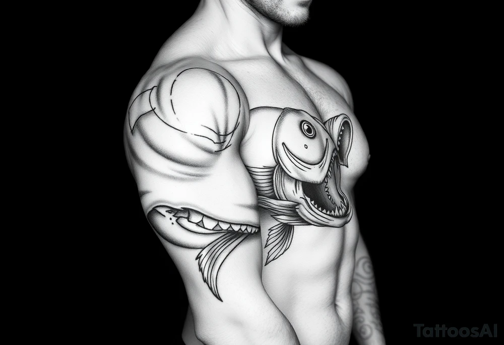 Fish mouth around tattoo idea