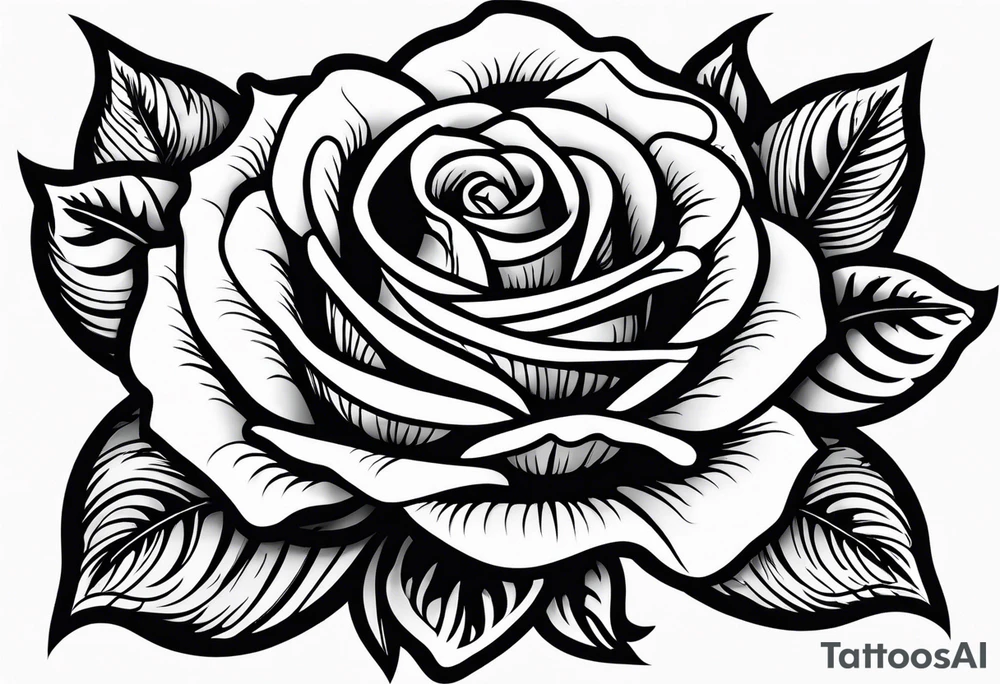 Traditional rose tattoo idea