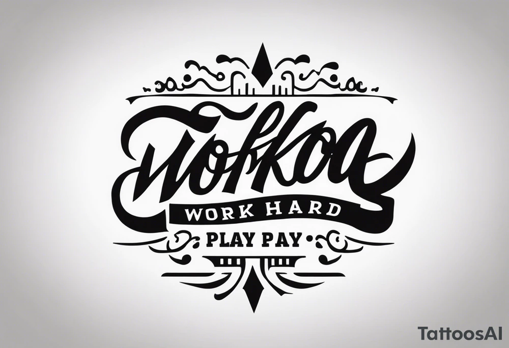 I want a tattoo containing the following two words "work hard" and "play hard". tattoo idea