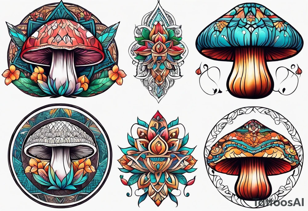 Mandala mushroom tattoo idea