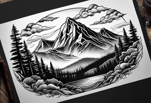 Wilderness mountains tattoo idea