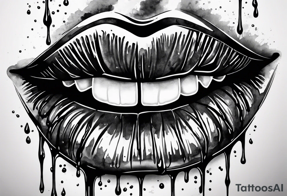 lips dripping wet, full view tattoo idea