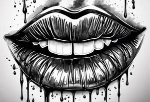 lips dripping wet, full view tattoo idea