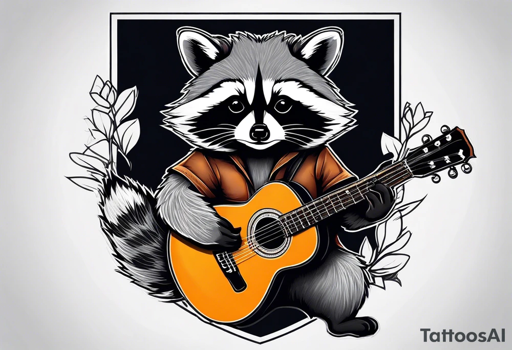 racoon playing guitar tattoo idea