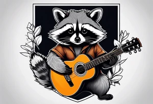 racoon playing guitar tattoo idea