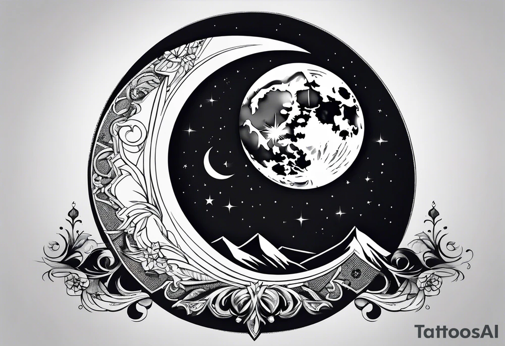 crescent moon basic sketch tattoo idea