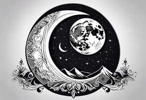crescent moon basic sketch tattoo idea