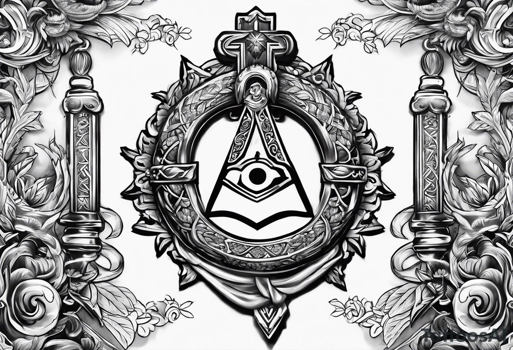 Masonic staff of caduceus tattoo idea