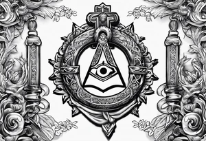 Masonic staff of caduceus tattoo idea
