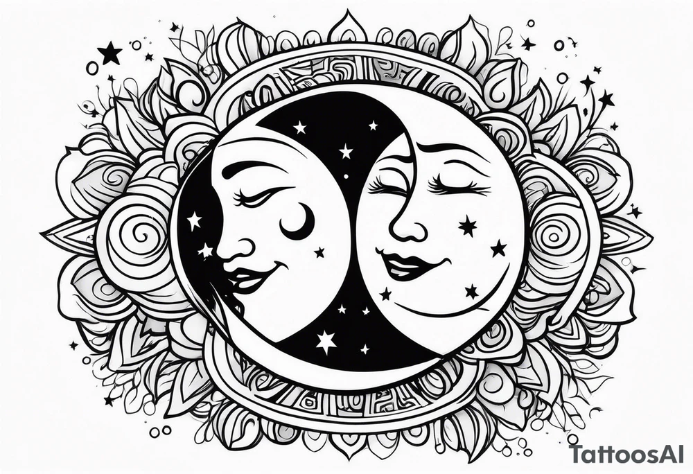 Moon and sun tattoo idea