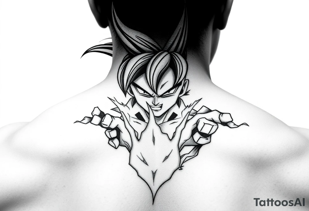 legendary dragonball z scene with energy aura and power effects tattoo idea