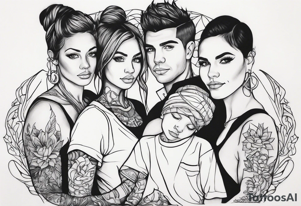 Unbreakable bond, family of five tattoo idea